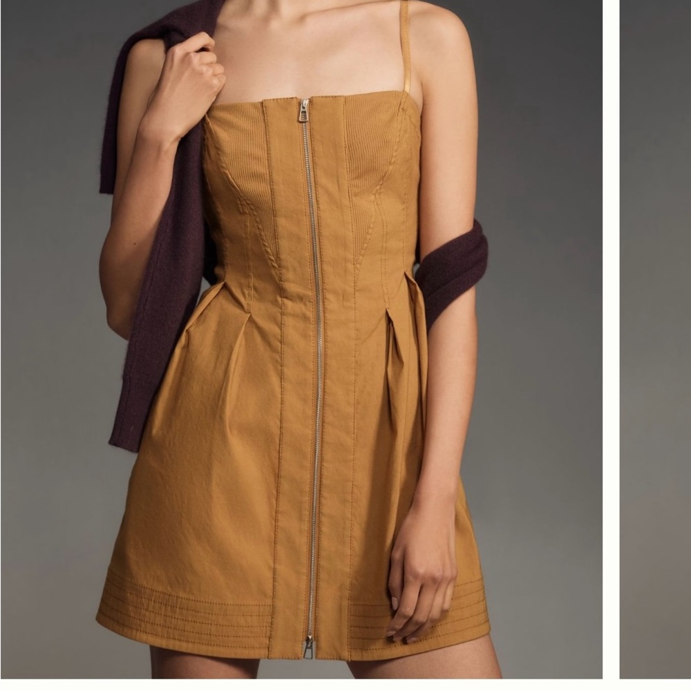 Anthropologie Maeve Structured Zip-Front Mini Dress Small